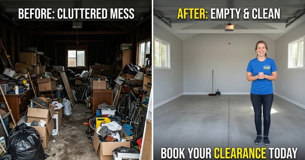 Garage Junk Removal Services Before and after